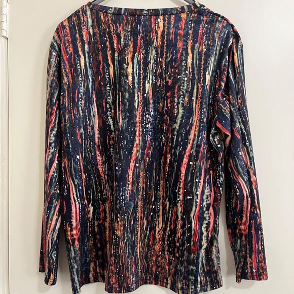 Abstract Brushstroke Print Womens Top Sz L Boho Indie Street Artsy Avant-Garde. - Picture 2 of 6